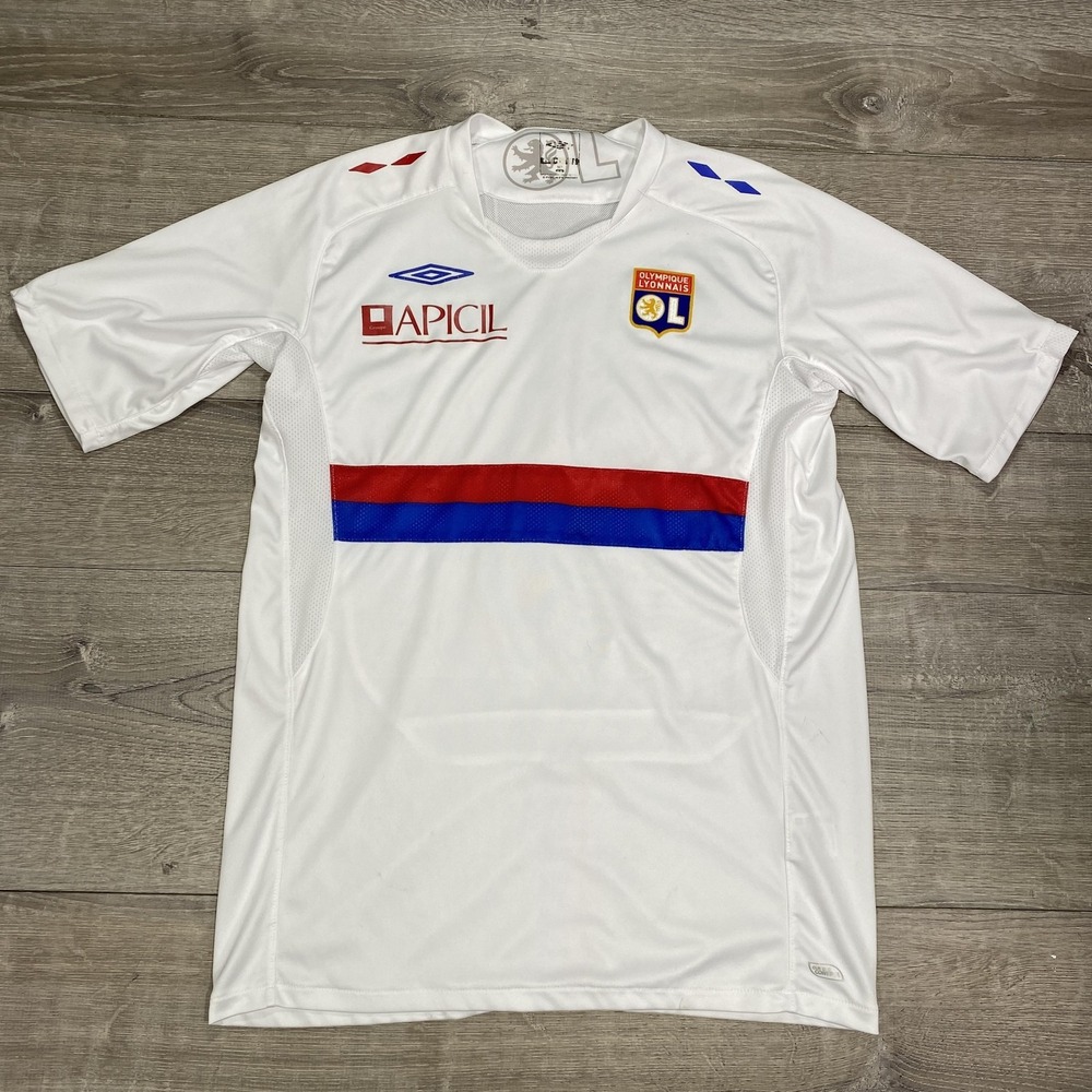 Olympique Lyonnais Jersey Mens Small White LFP Soccer Football Umbro‎ Lisandro 9